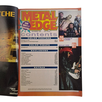 Metal Edge Magazine December 1999 Poison Motley Crue System Of A Down