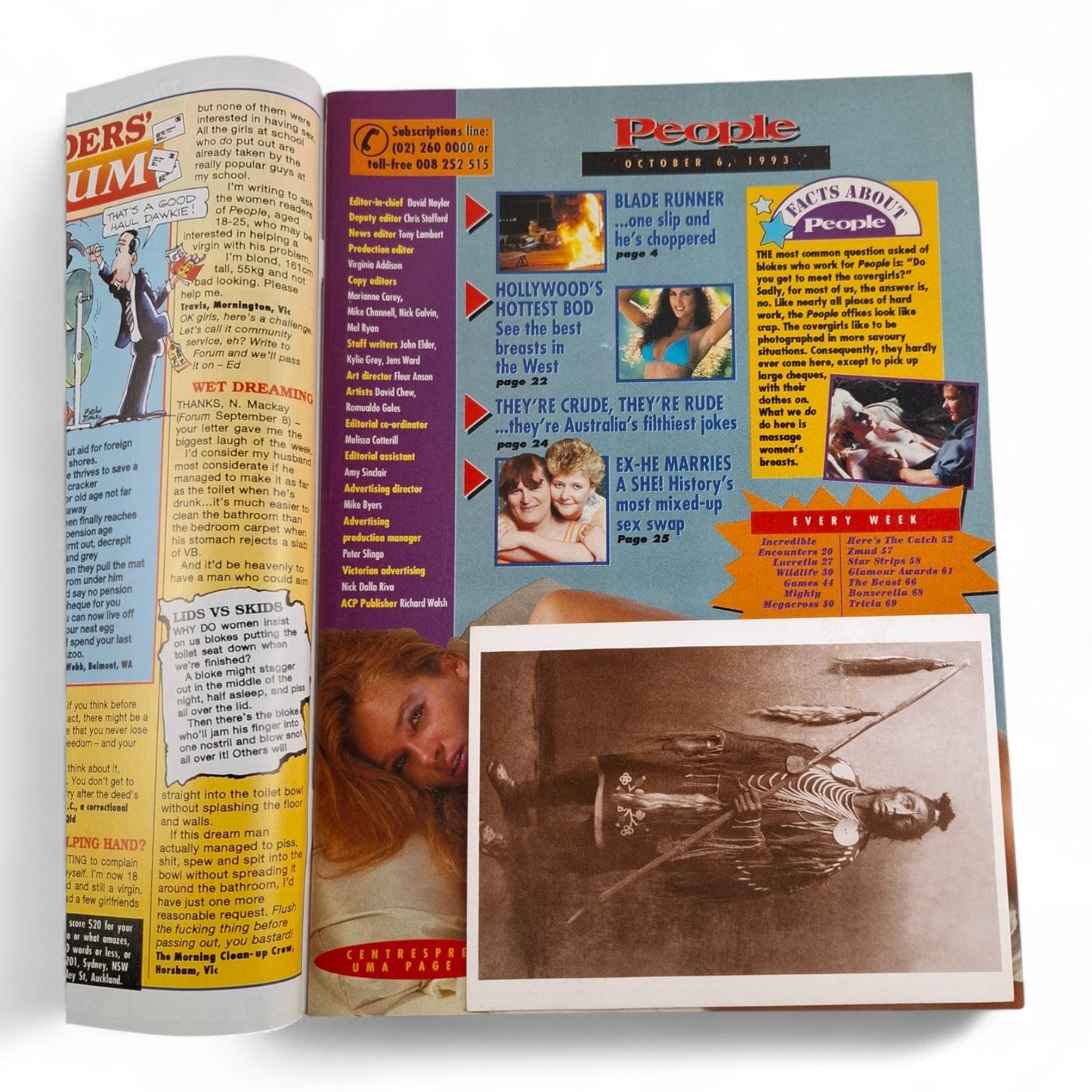 Australian PEOPLE MAGAZINE With PIX October 6th 1993 Uma Jantz / Ivana