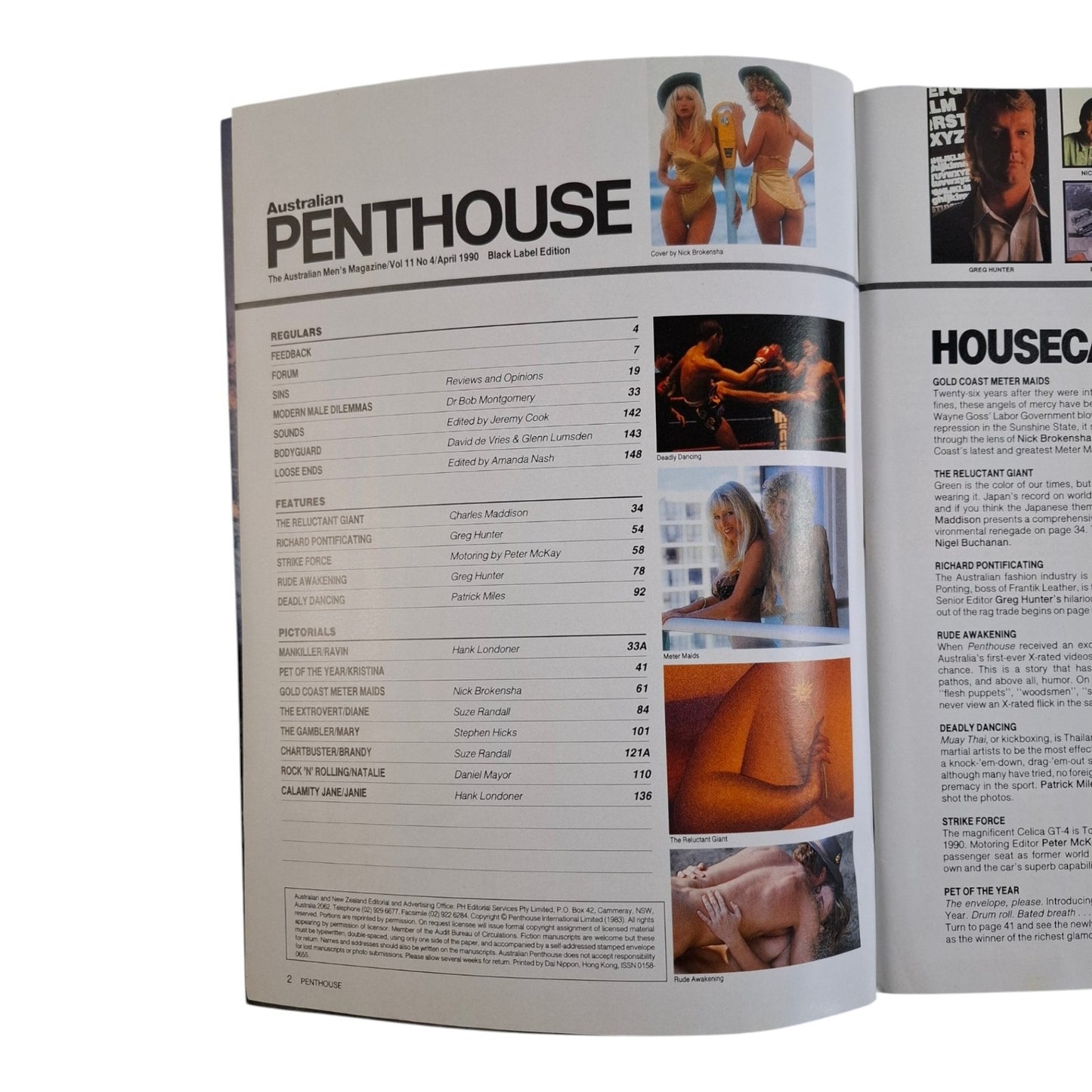 Australian Penthouse Magazine April 1990 Meter Maids / Ravin Lee