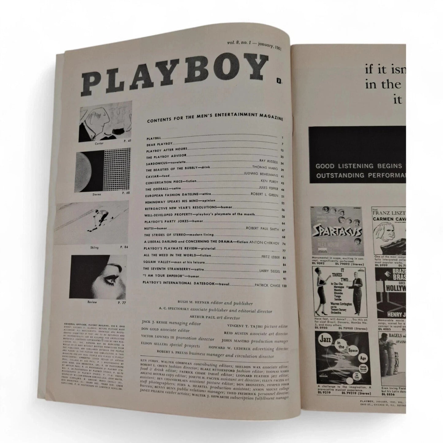 PLAYBOY MAGAZINE Holiday Issue 1961 Complete