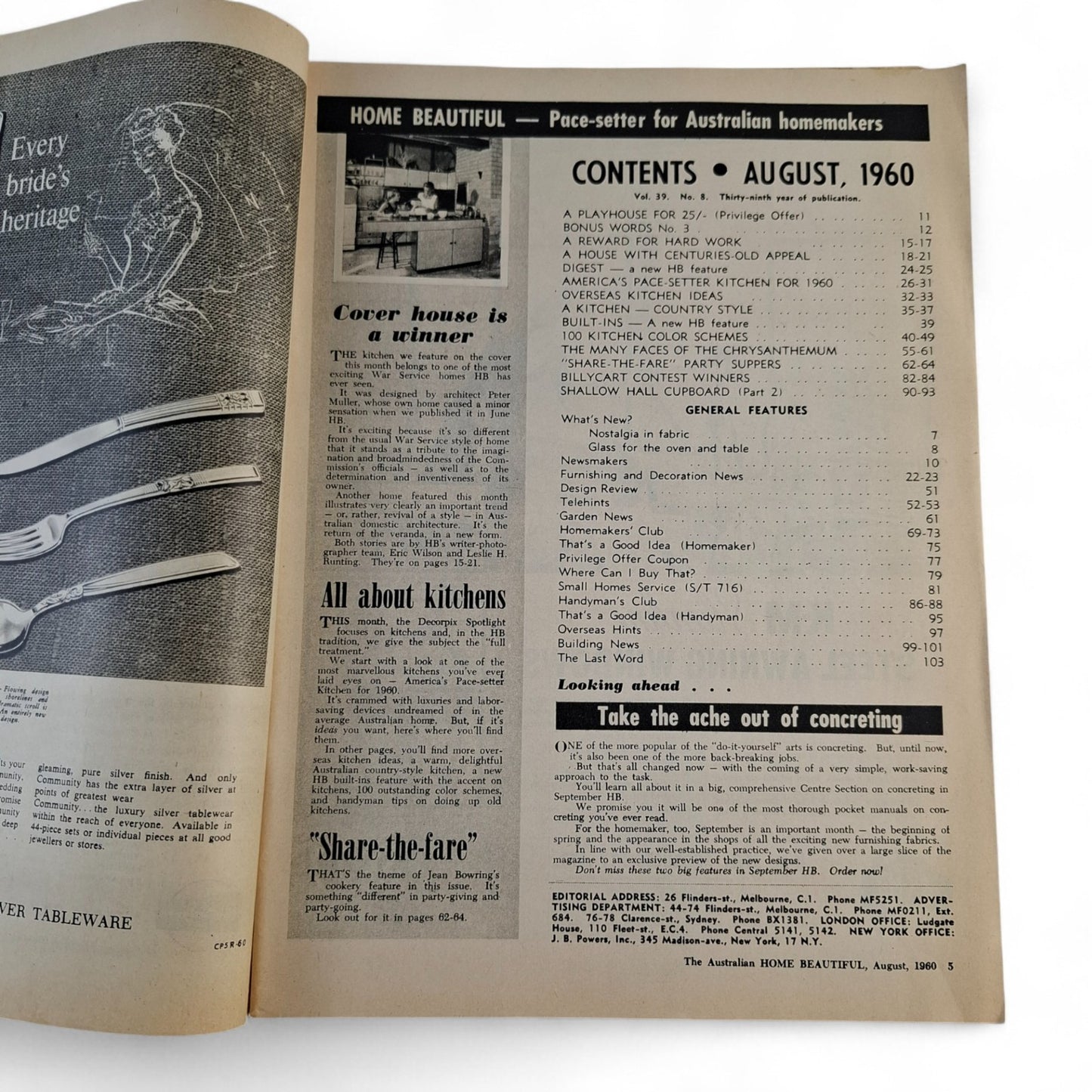 Australian Home Beautiful Magazine - August 1960