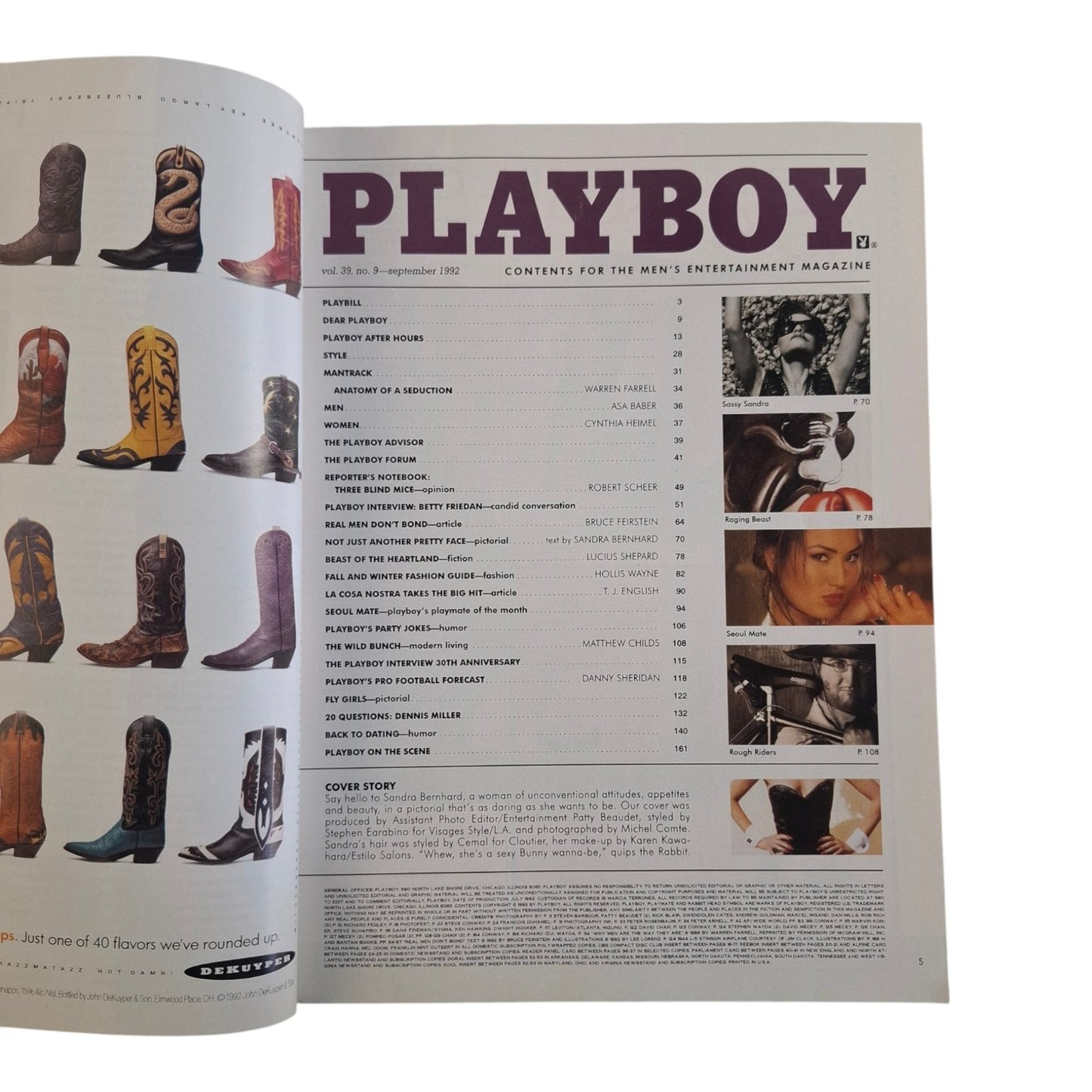 Playboy Magazine September 1992 Sandra Bernhard / Morena Corwin
