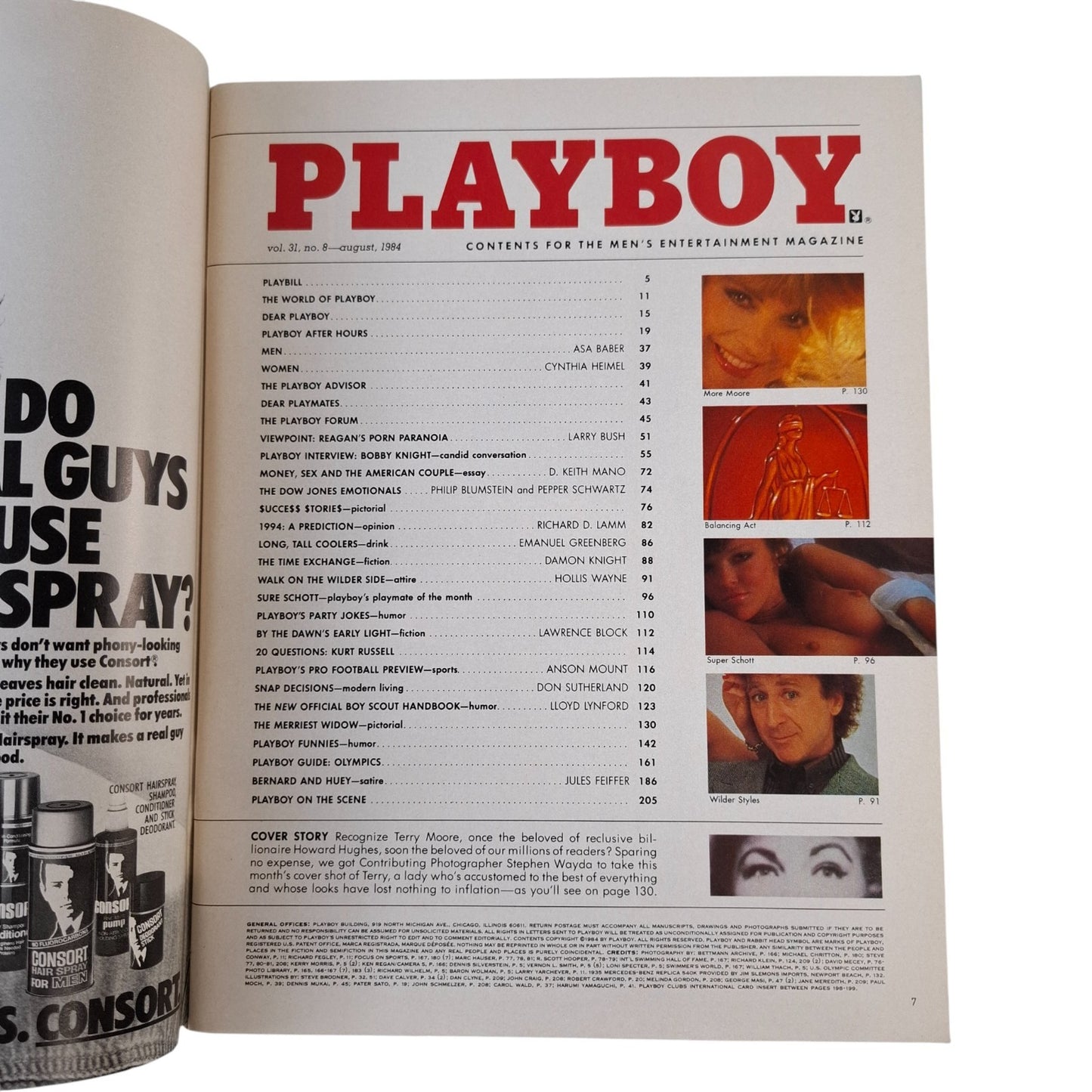 PLAYBOY MAGAZINE August 1984  Terry Moore / Suzi Schott