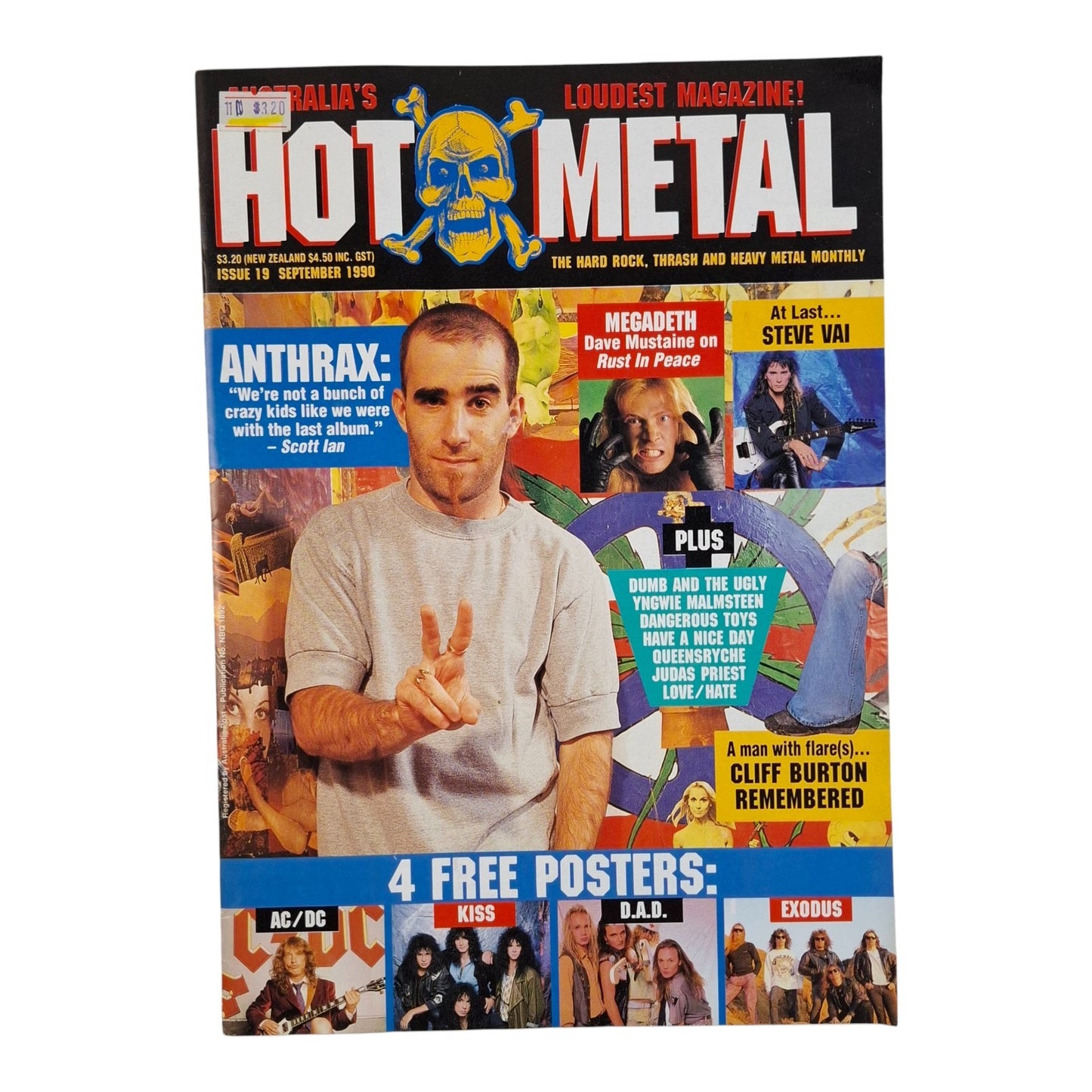 Hot Metal #19 Magazine September 1990 Anthrax - Megadeath - AC/DC
