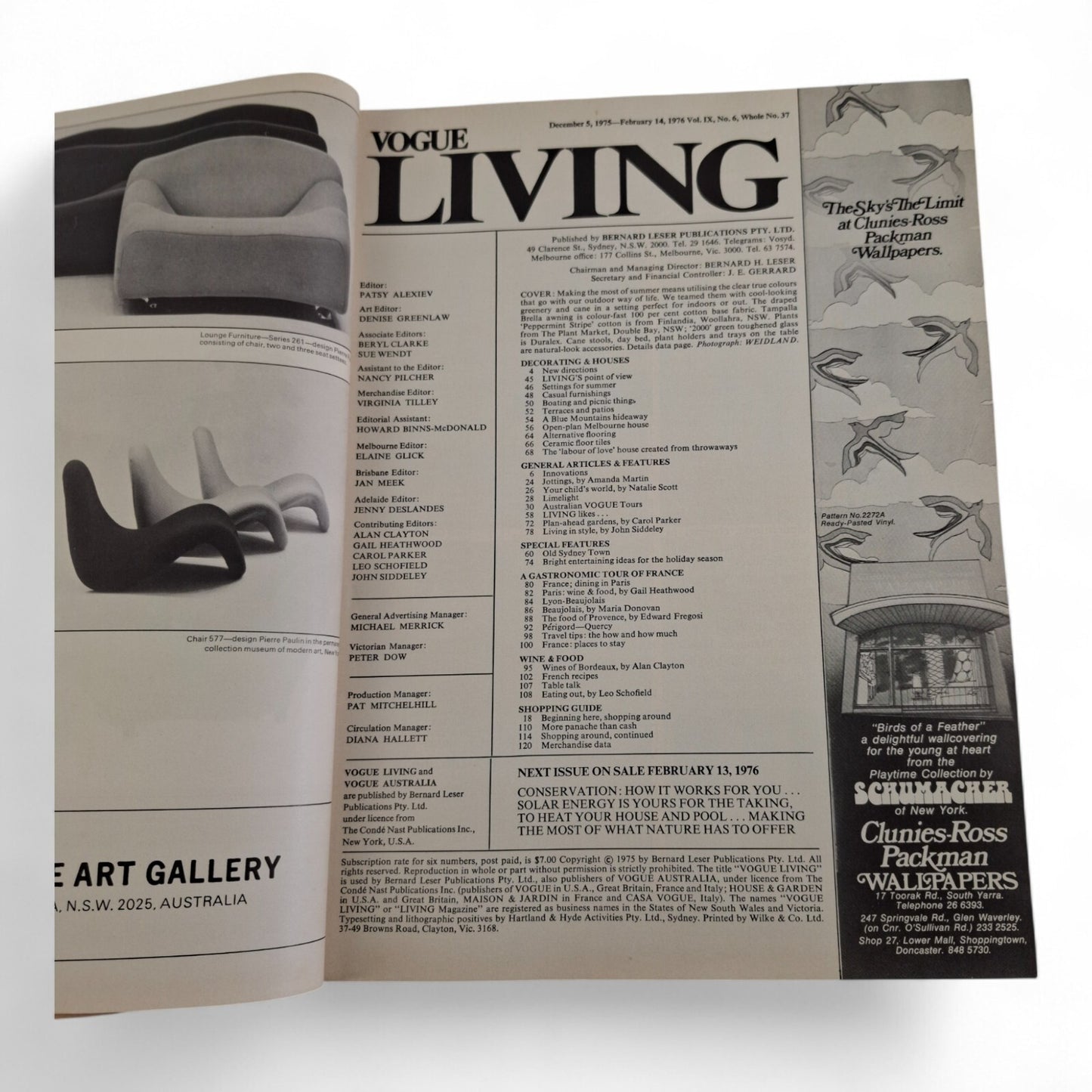 Vintage Vogue Living Australian Magazine - No. 6 1975