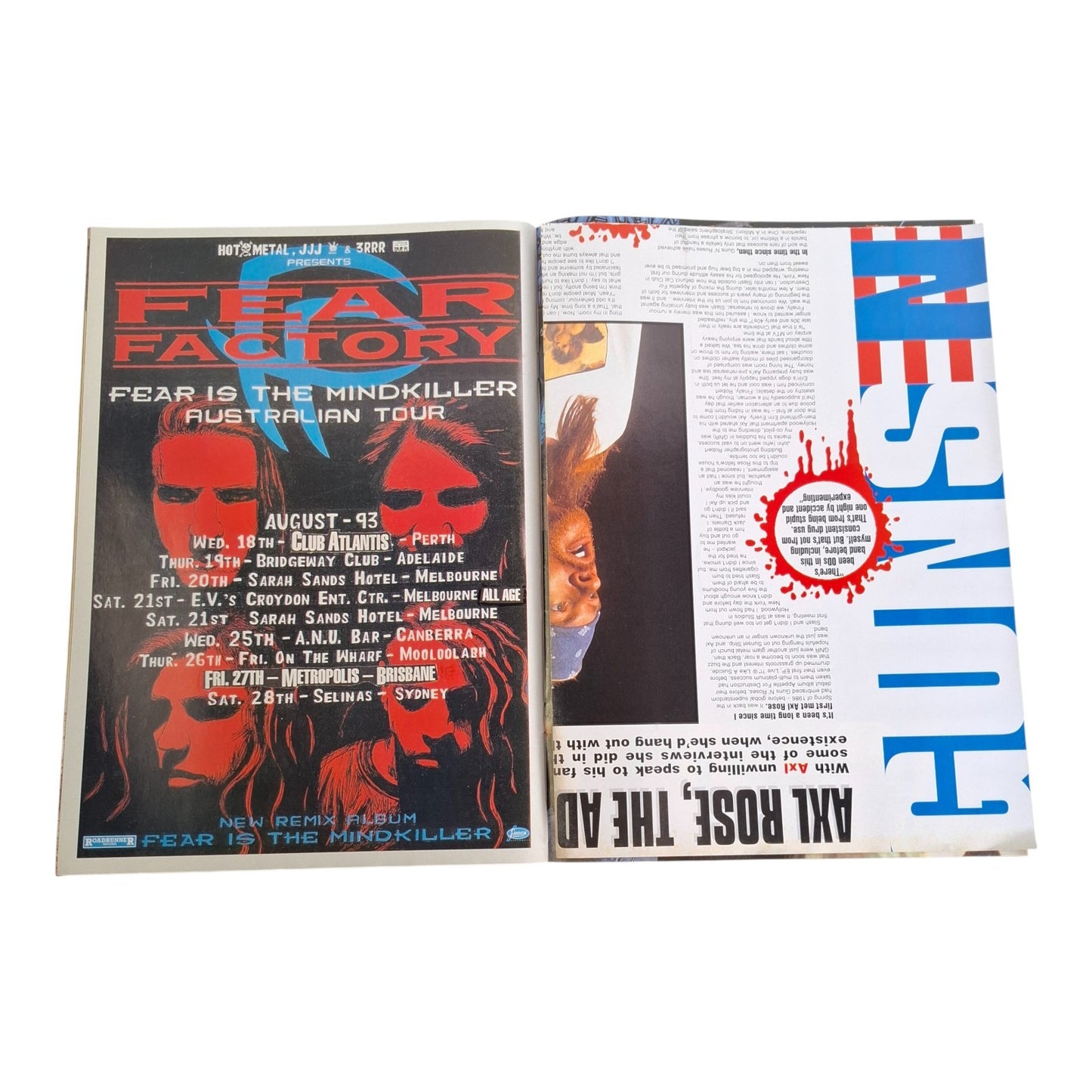 Hot Metal #54 Music Magazine August 1993 Axl Rose / Motley Crue / Allegiance