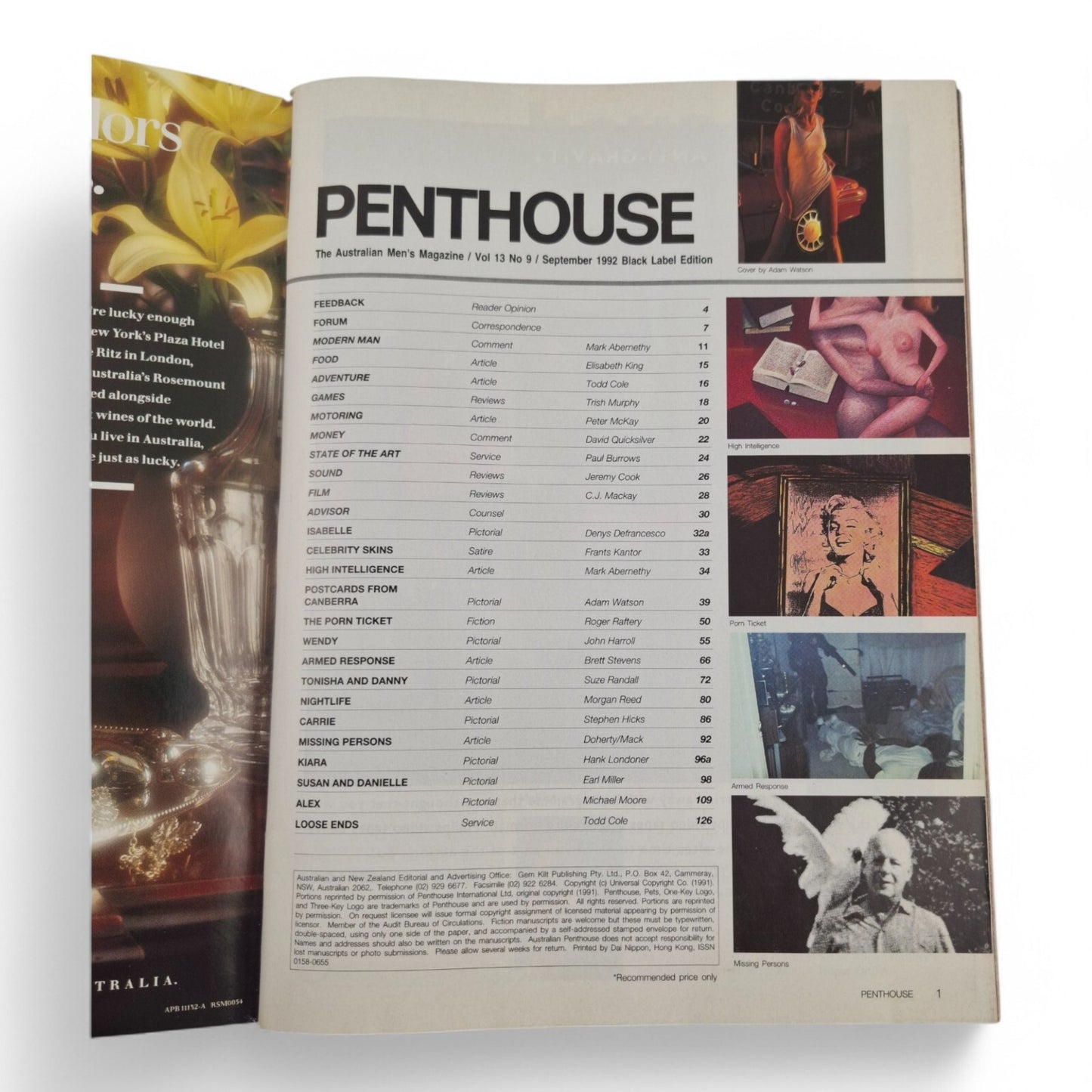 Australian Penthouse Magazine - Black September 1992 Complete Playboy