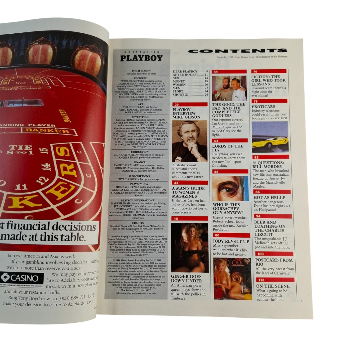 Australian Playboy Magazine September 1988 Ginger Lynn / Jody Parker RARE