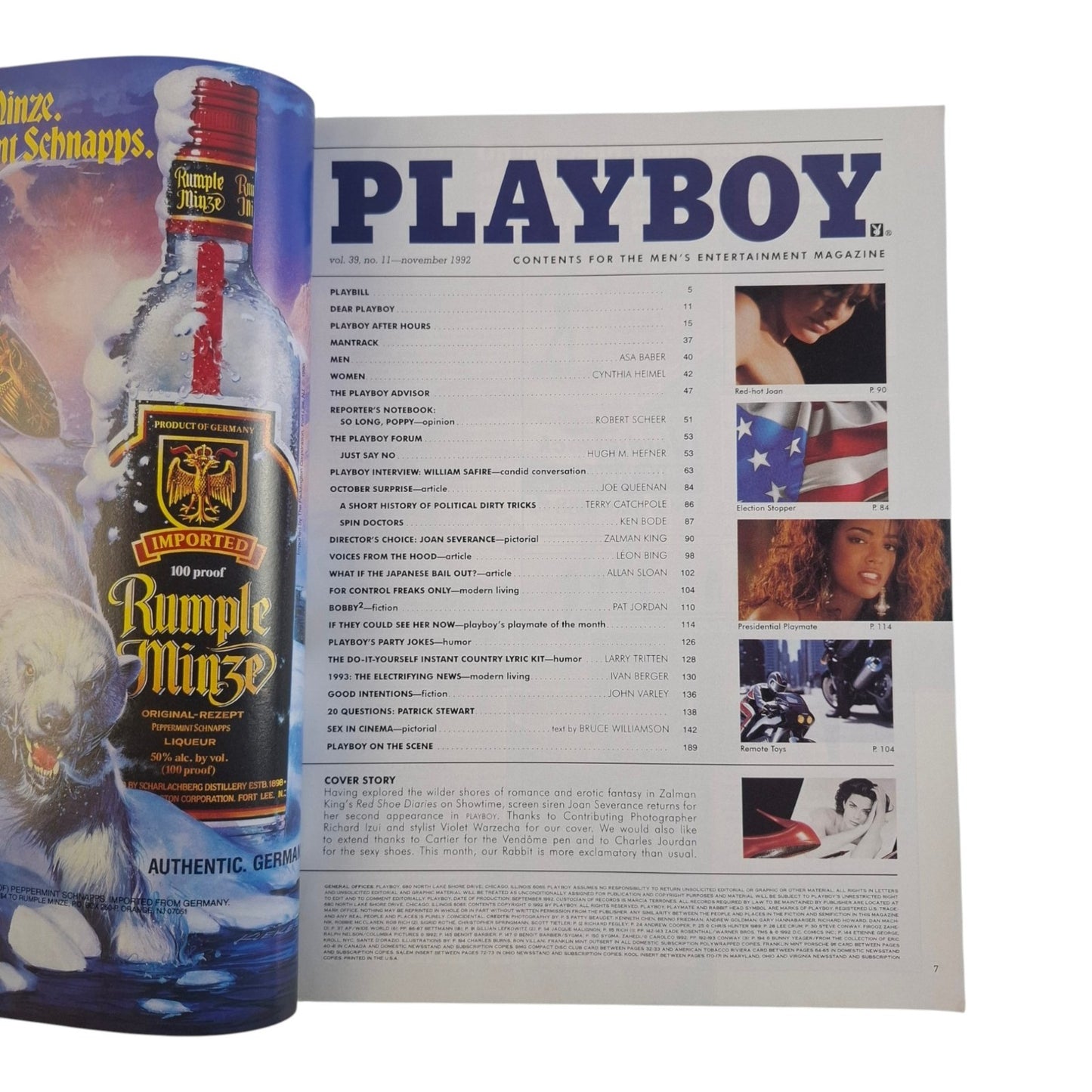 Playboy Magazine November 1992 Joan Severance / Stephanie Adams