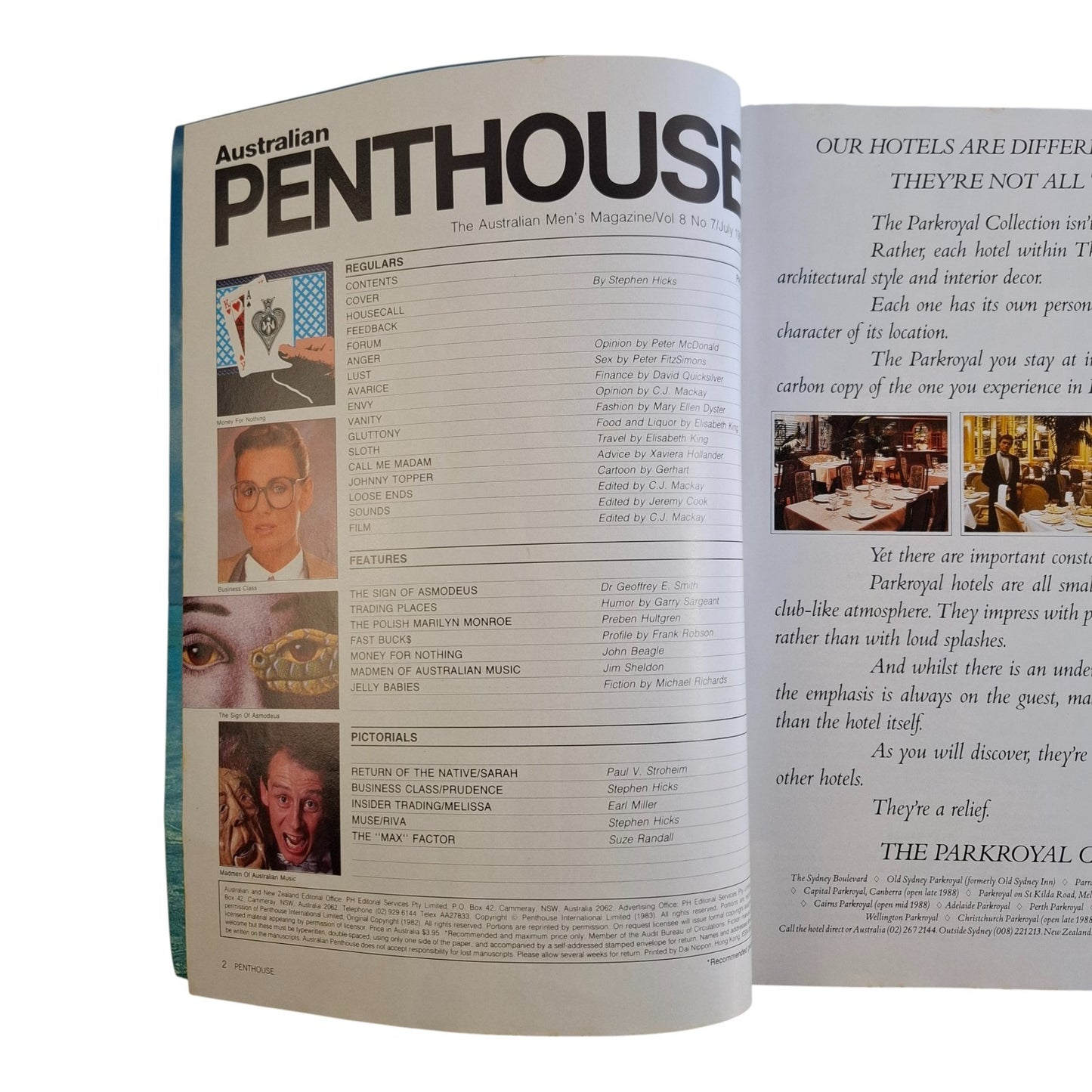 AUSTRALIAN PENTHOUSE Magazine July 1987 Prudence Nicholl / Sarah Lipton
