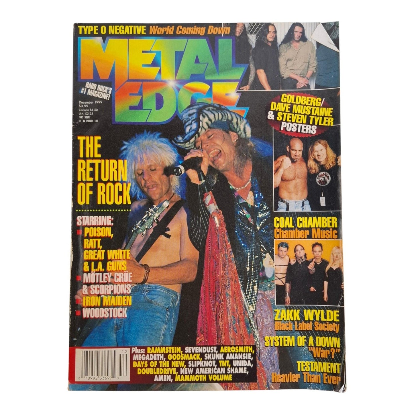 Metal Edge Magazine December 1999 Poison Motley Crue System Of A Down