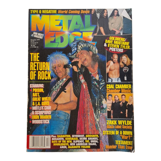 Metal Edge Magazine December 1999 Poison Motley Crue System Of A Down