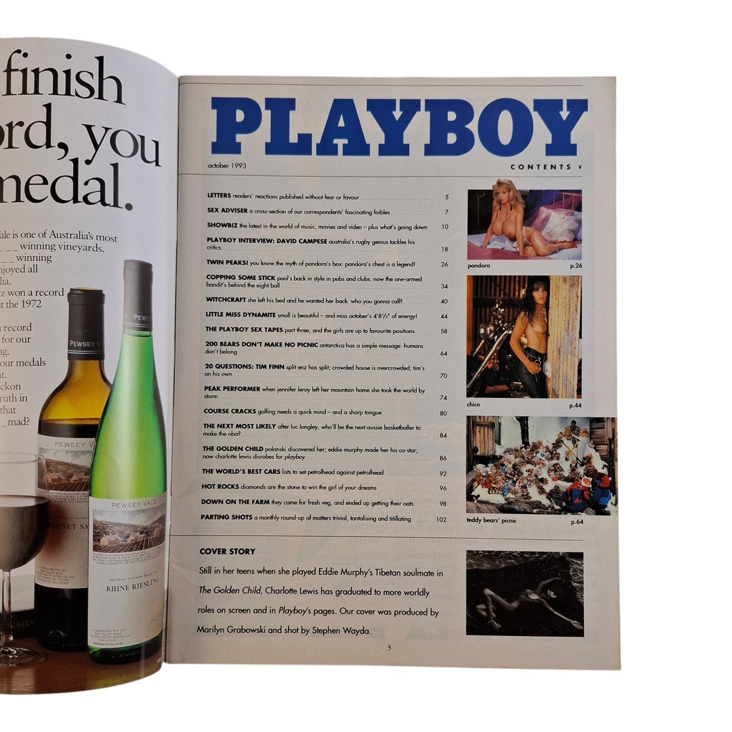 Australian Playboy Magazine October 1993  Charlotte Lewis / Chico