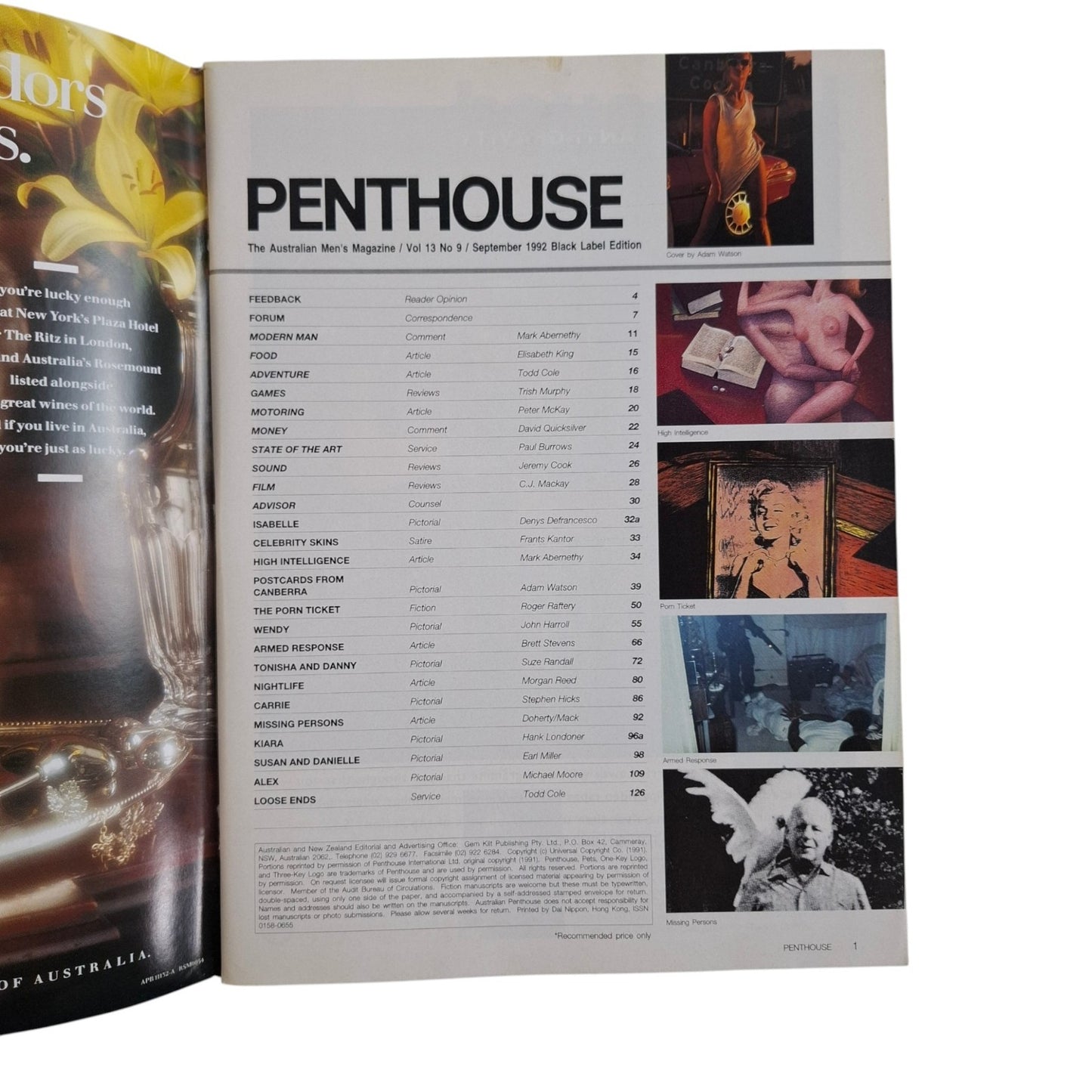 Australian Penthouse Magazine September 1992 Wendy Joseph / Isabelle Saxe