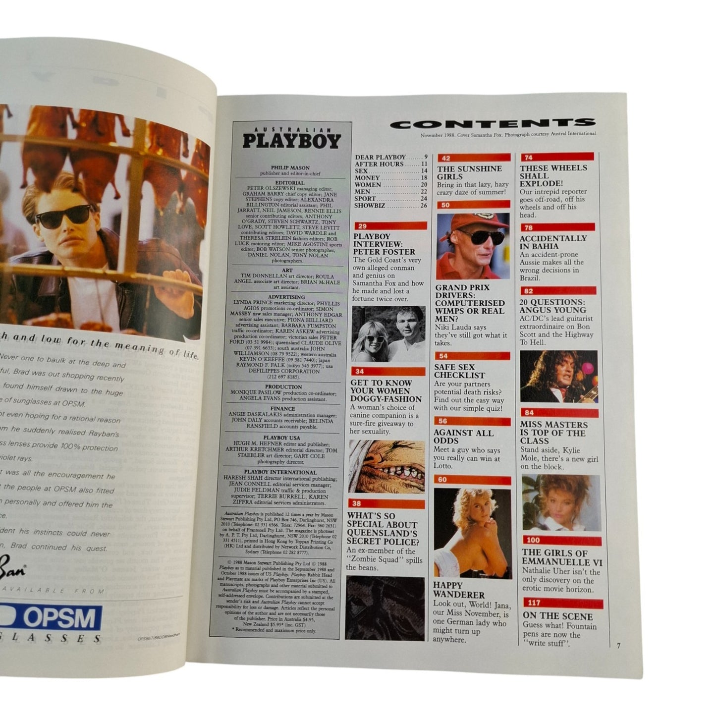 Australian Playboy Magazine November 1988 Sam Samantha Fox / Jana Uhlmann