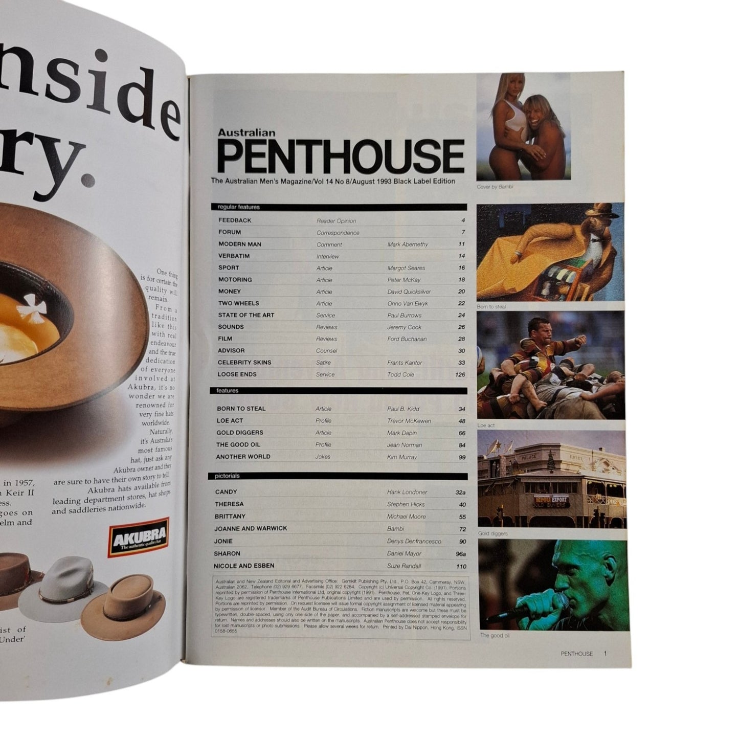 Australian Penthouse Magazine August 1993 Joanne Warwick Capper / Brittany John