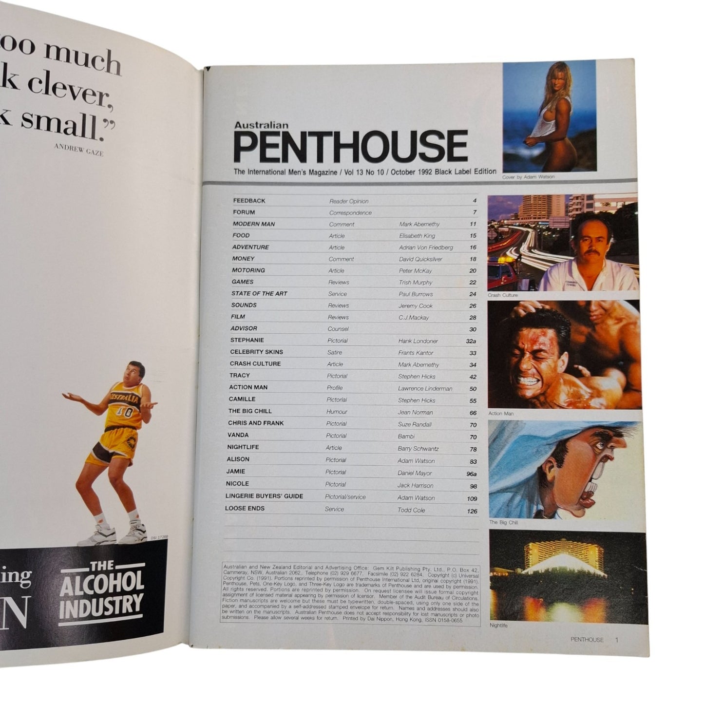 AUSTRALIAN PENTHOUSE Magazine October 1992 Camille / Alison Eyre