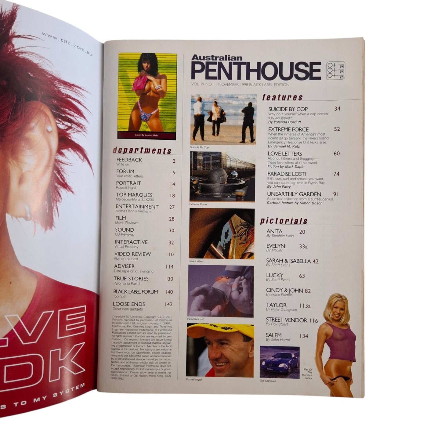 Australian Penthouse Magazine November 1998 Lucky Charms / Evelyn Miles
