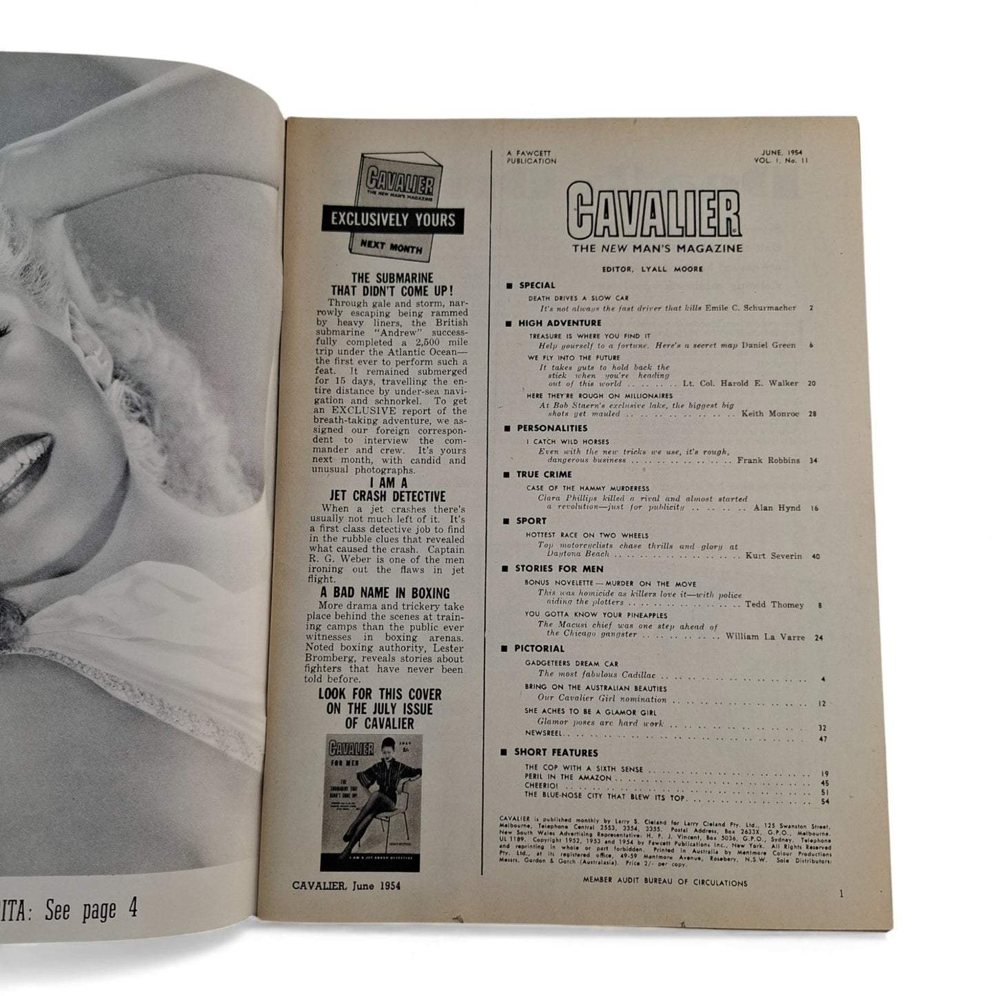 Cavalier Magazine Australia For Men June 1954 Vol. 1 No. 11 - Vargas Girl