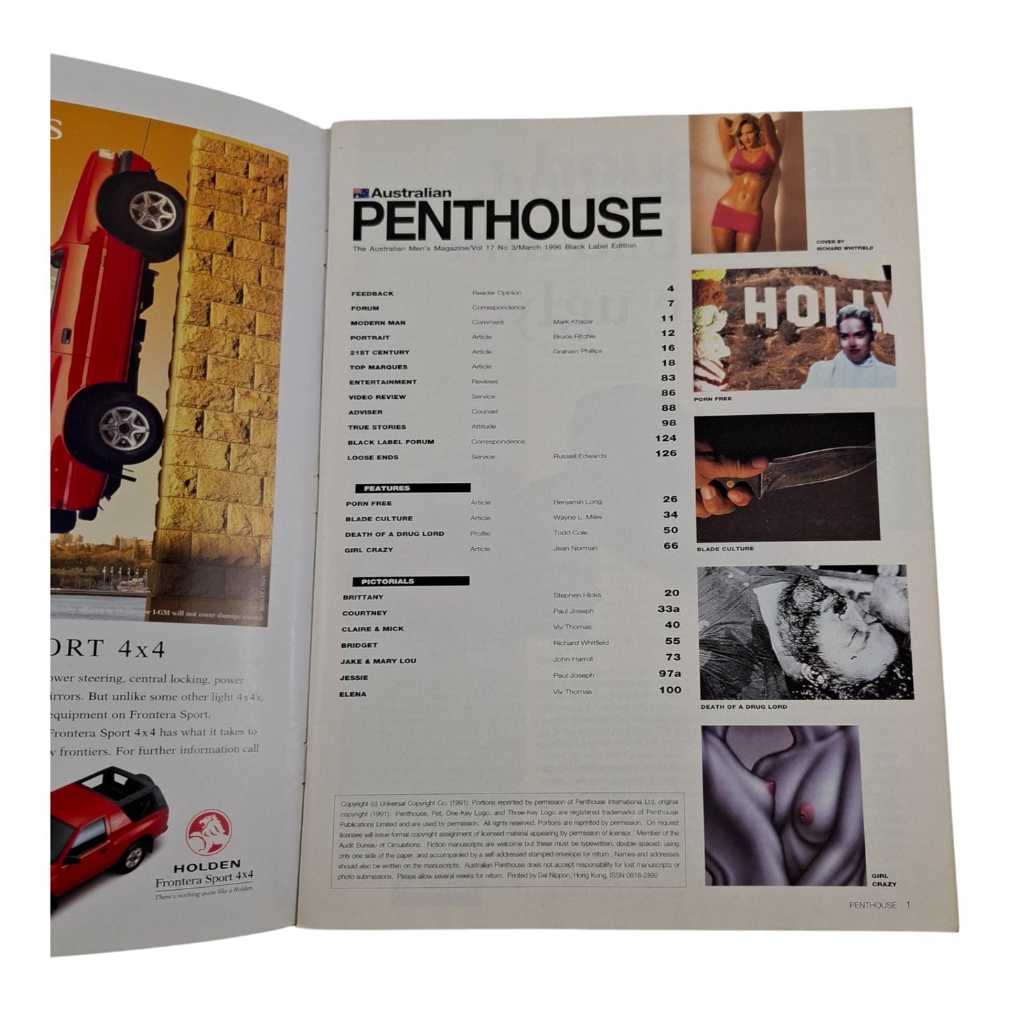 Australian Penthouse Magazine -Black Edition March 1996 Bridget Burns