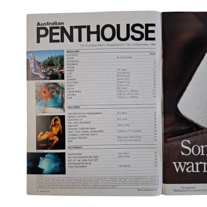AUSTRALIAN PENTHOUSE Men's Magazine December 1986 Belinda White / Maidenhead