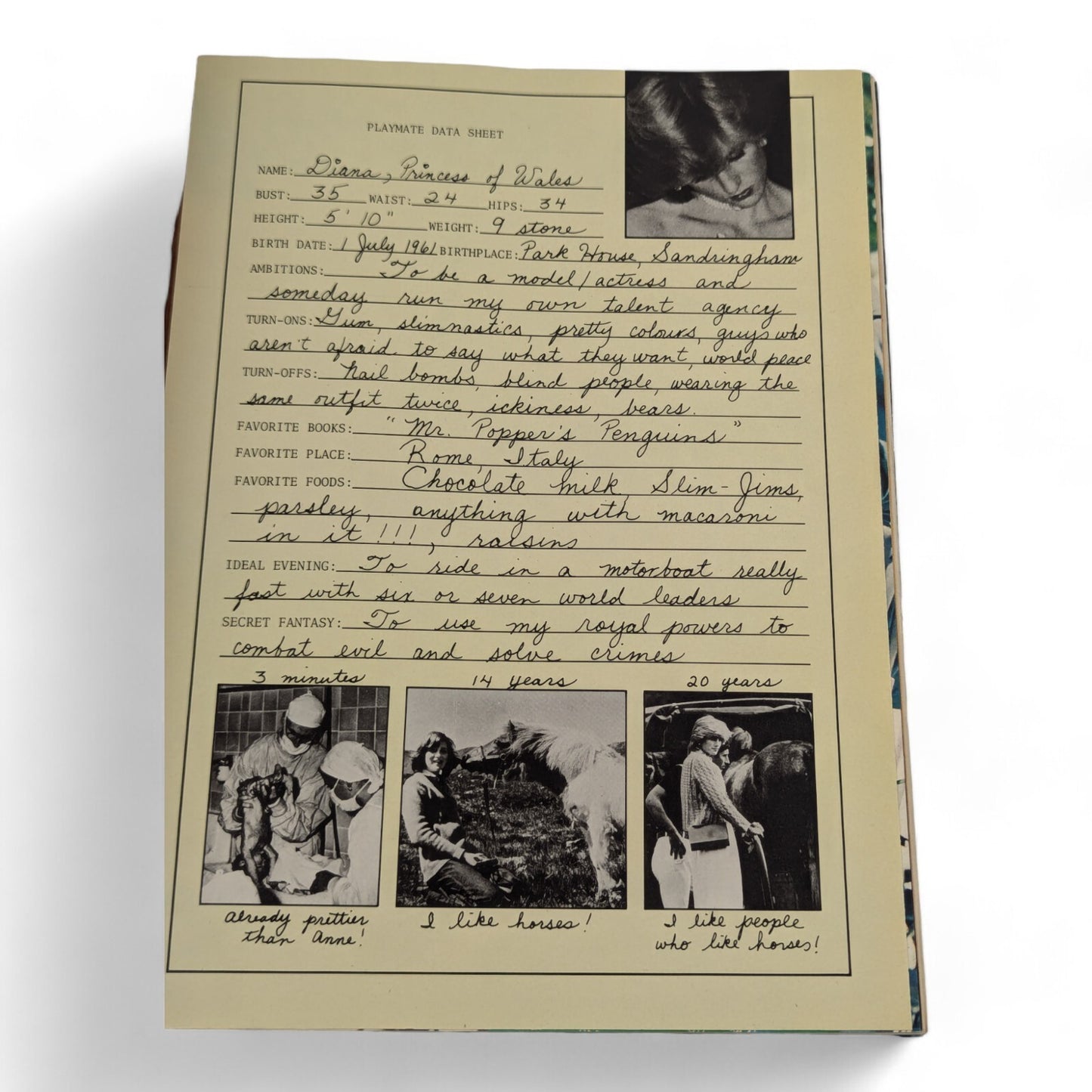 Playboy the Parody Bo Derek Winter 1984 Collectors - Centerfold Princess Dianna